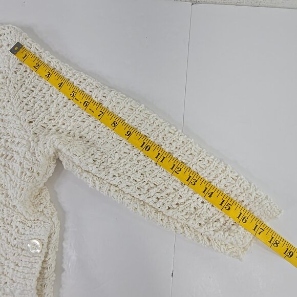 J JILL WHITE OPEN KNIT SIDE BUTTON SWEATER WOMEN'S SIZE MEDIUM 3/4 SLEEVE *EUC*. - Picture 15 of 16